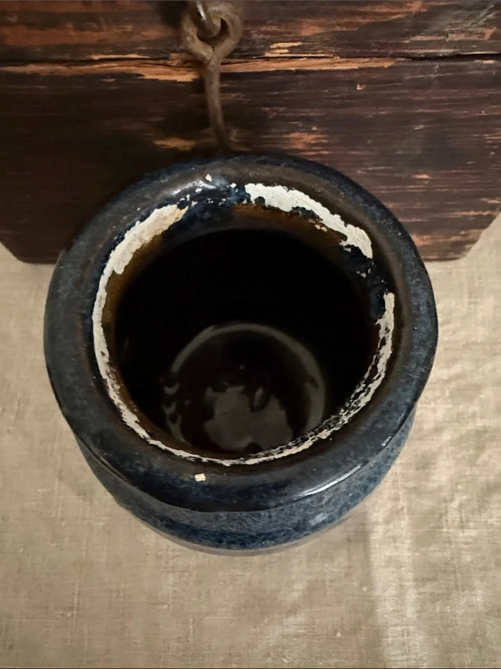 Vintage Artisan Hand-Thrown Studio Pottery Blue Glazed Ceramic Vase / Crock Pot - Picture 3 of 6